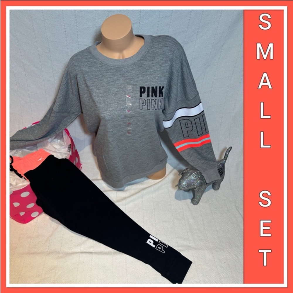 PINK Victoria's Secret Gray and Black Sweatshirt